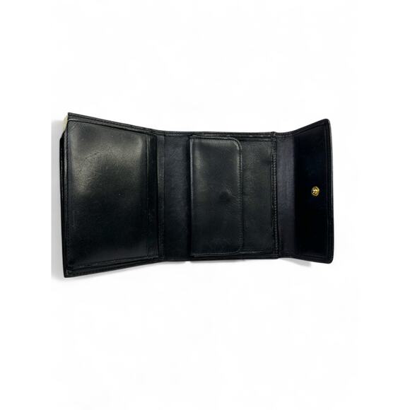 Gianni Versace Leopard Print Black Leather Trifold Wallet - Picture 6 of 8